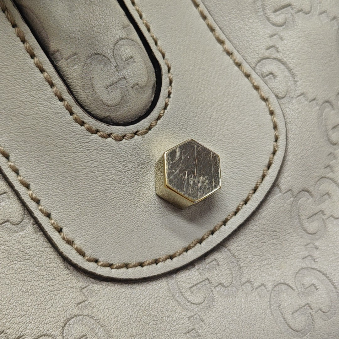 Monogram Calfskin Top Handle Bag White