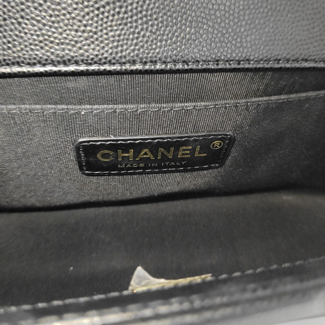 BOY CHANEL Medium Quilted Grained Calfskin Black