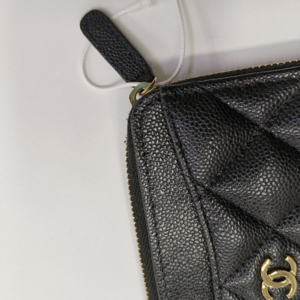 Quilted Grained Calfskin Wallet Black