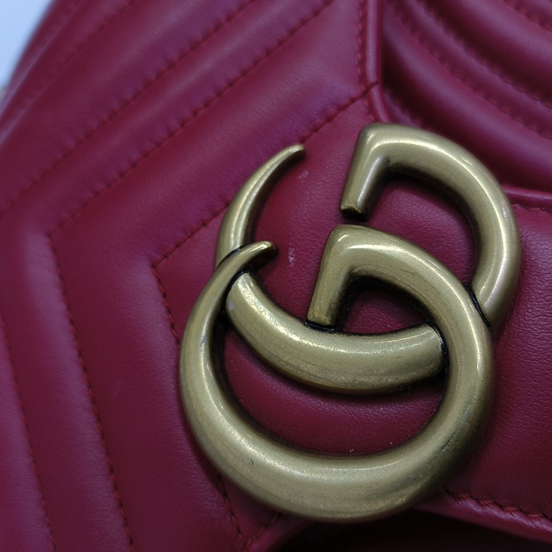 GG Marmont Medium Quilted Calfskin Red