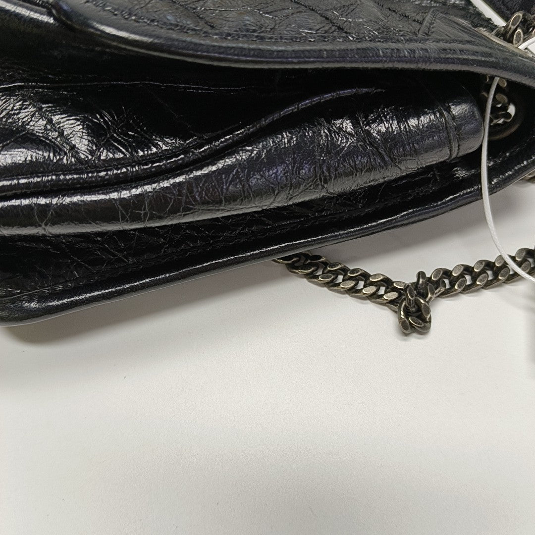 NIKI Small Chevron Calfskin Black