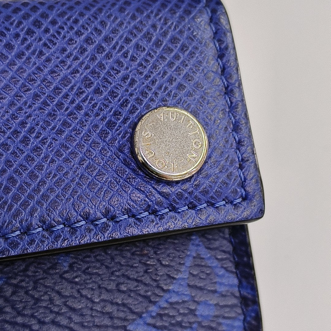 DISCOVERY Monogram Calfskin Blue Wallet