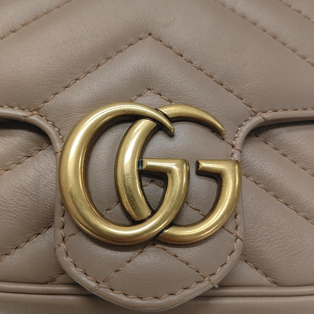 GG Marmont Mini Quilted Calfskin Beige