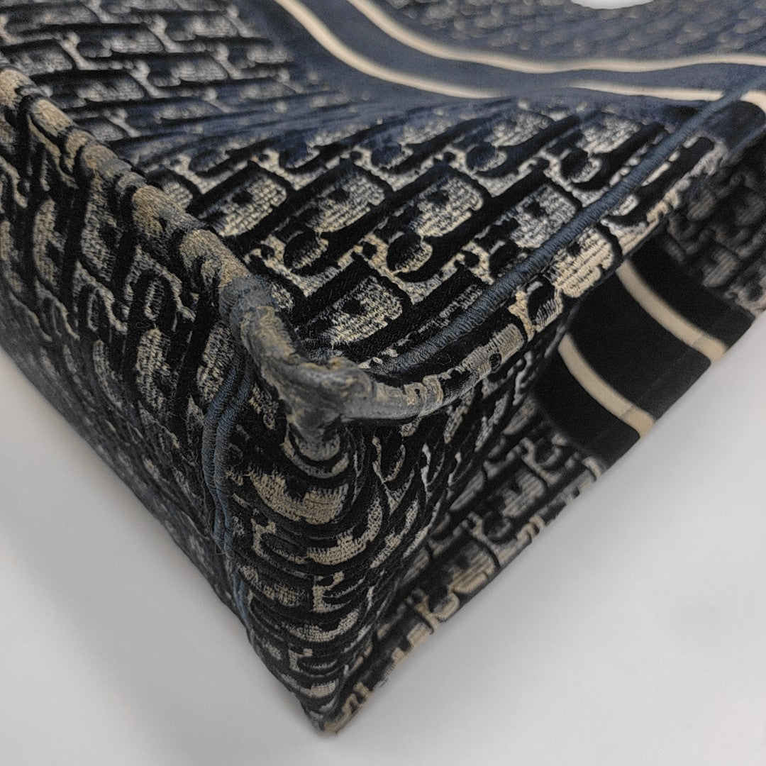 Book Tote Large Oblique Velvet Blue