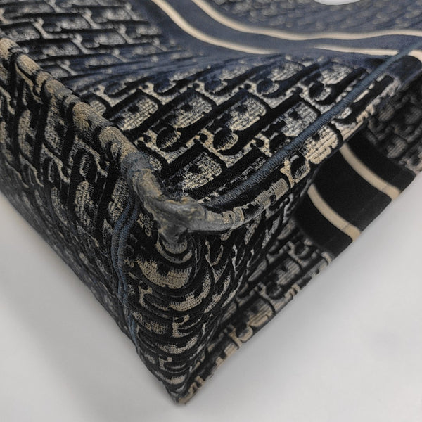 Book Tote Large Oblique Velvet Blue