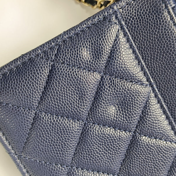 WOC Quilted Grained Calfskin Blue