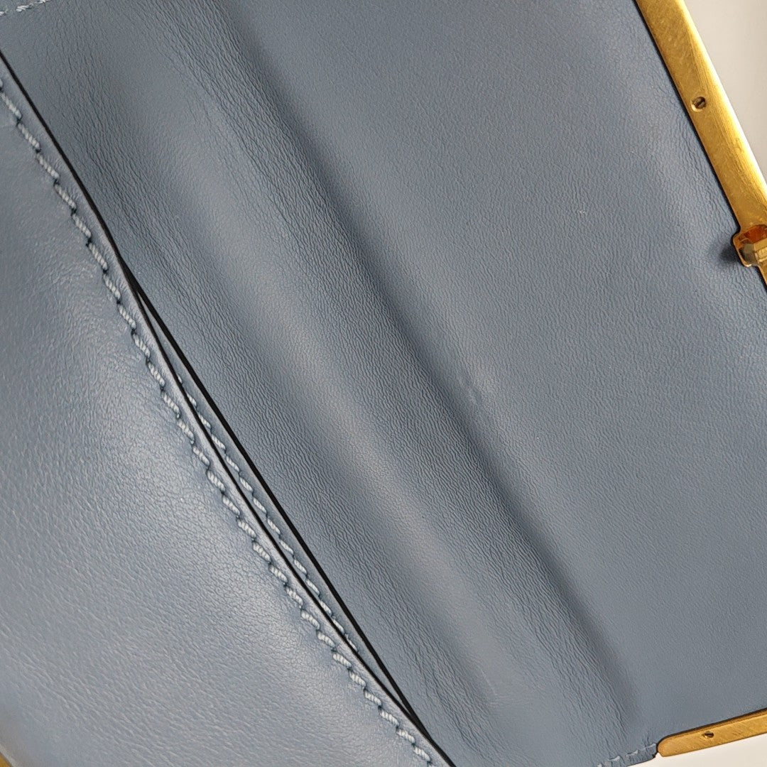 Calfskin Top Handle Bag Blue