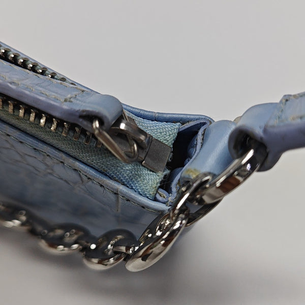 Leather Top Handle Bag Blue