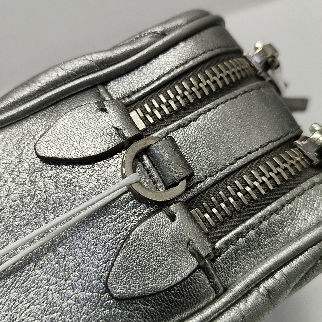 Quilted Lambskin Shoulder Bag Silver