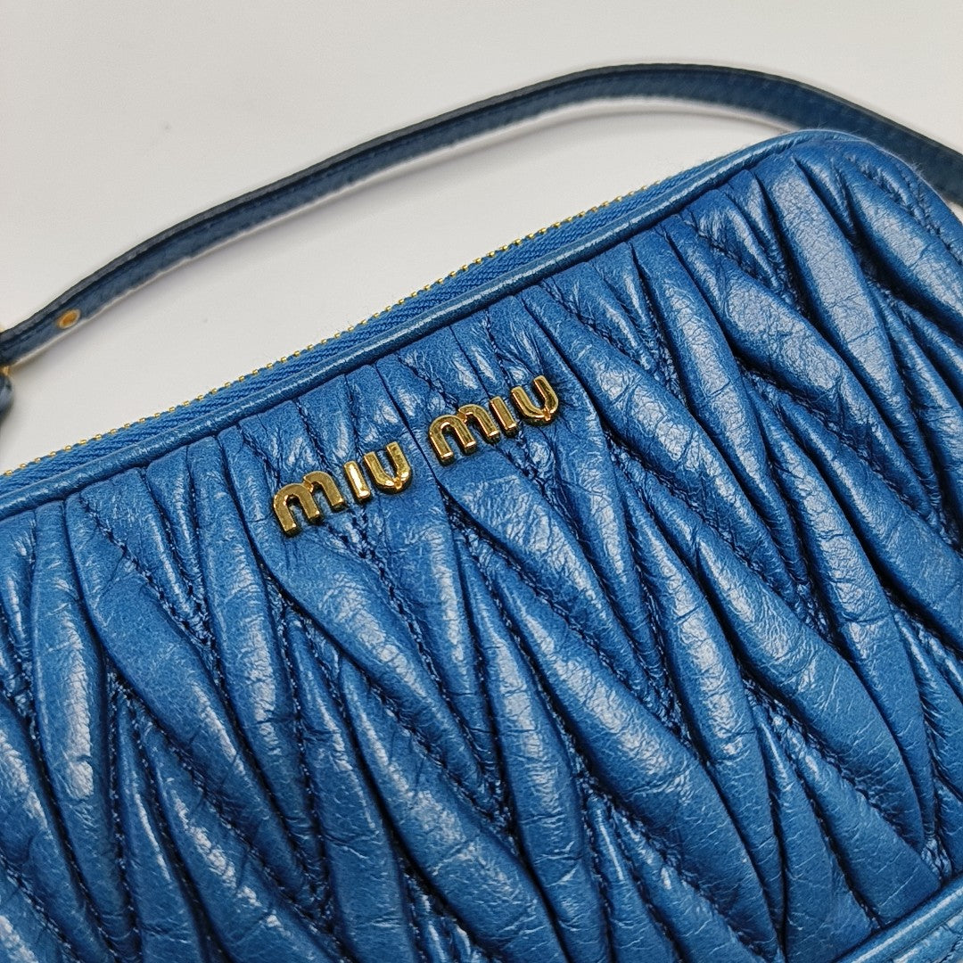 Quilted Lambskin Top Handle Bag Blue