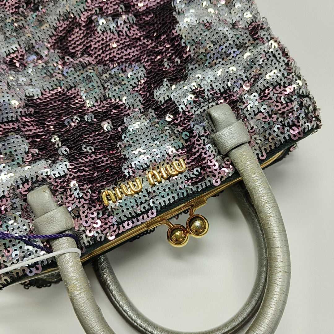 Special Material Top Handle Bag Silver