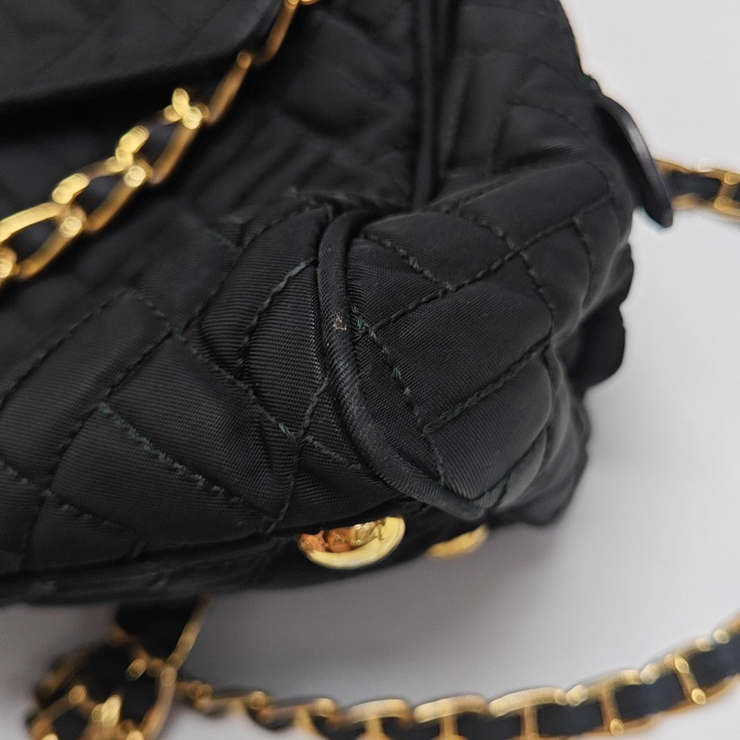 Quilted Nylon Shoulder Bag Black