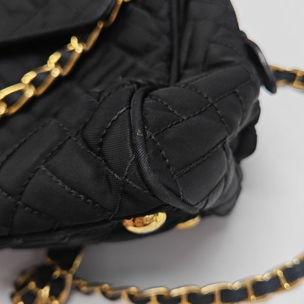 Quilted Nylon Shoulder Bag Black