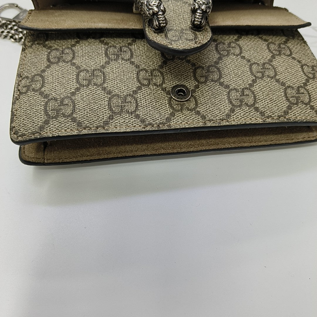 Dionysus Super Mini Monogram Coated Canvas Beige
