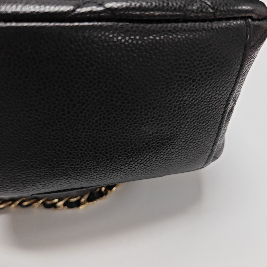 Quilted Grained Calfskin Backpack Mini Black