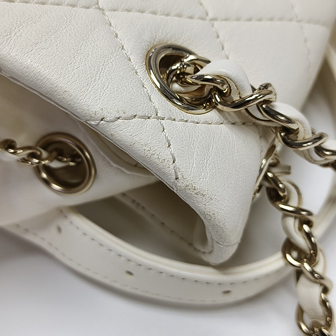 DUMA Small Quilted Lambskin White