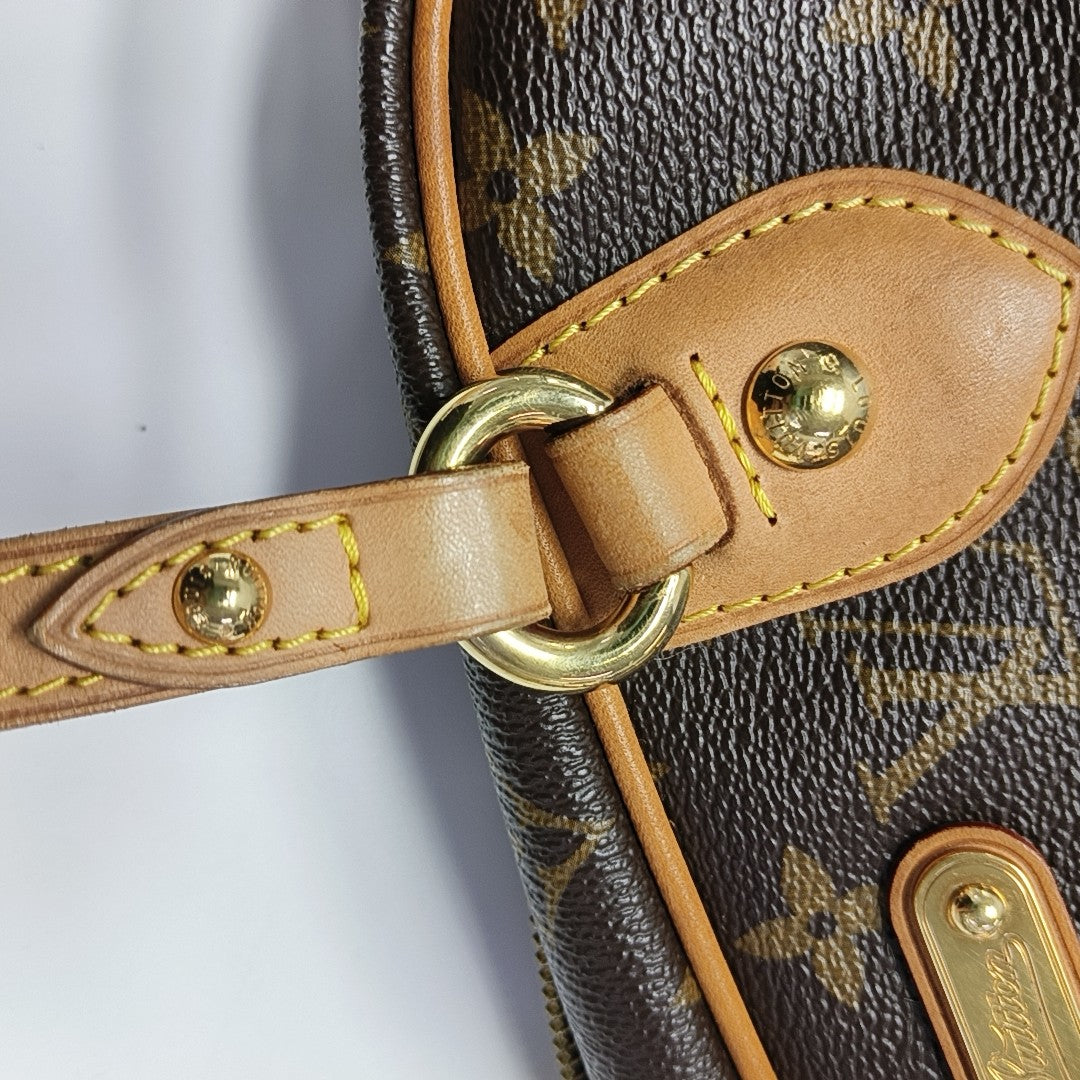 MONTORGUEI PM Monogram Coated Canvas Brown
