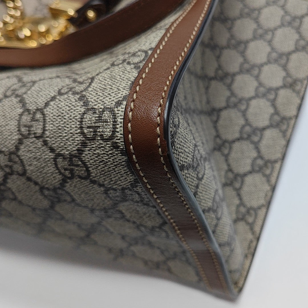 Padlock Medium Monogram Coated Canvas Beige