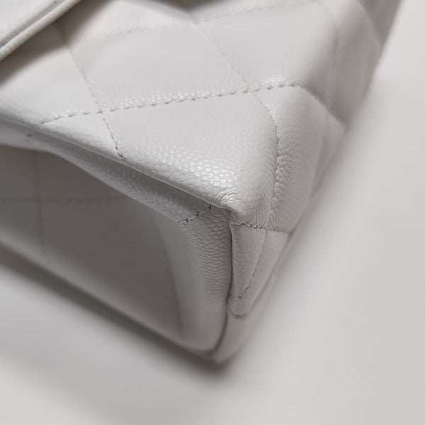 CLASSIC FLAP Mini Quilted Grained Calfskin White