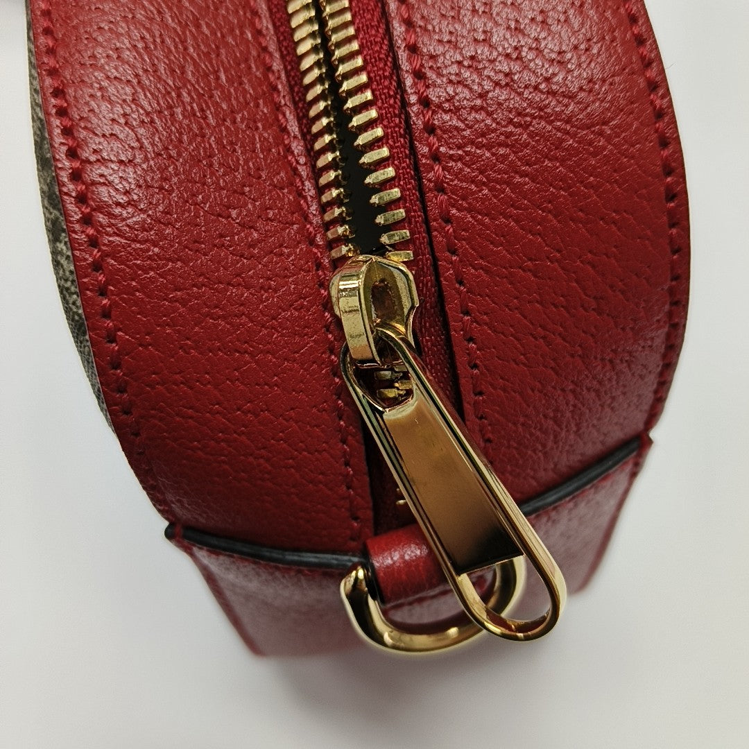 GG Supreme Small Monogram Coated Canvas Red