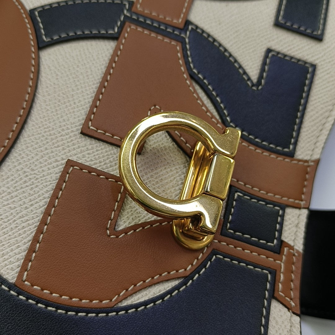 Quilted Calfskin Top Handle Bag Beige