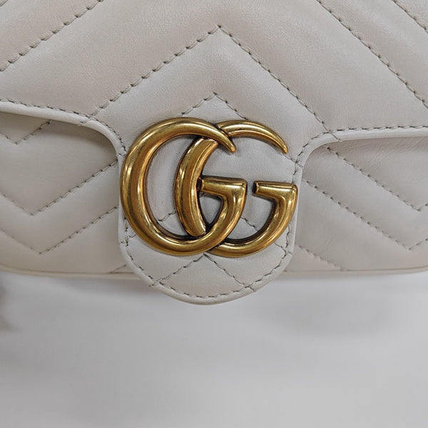 GG Marmont Mini Quilted Calfskin White