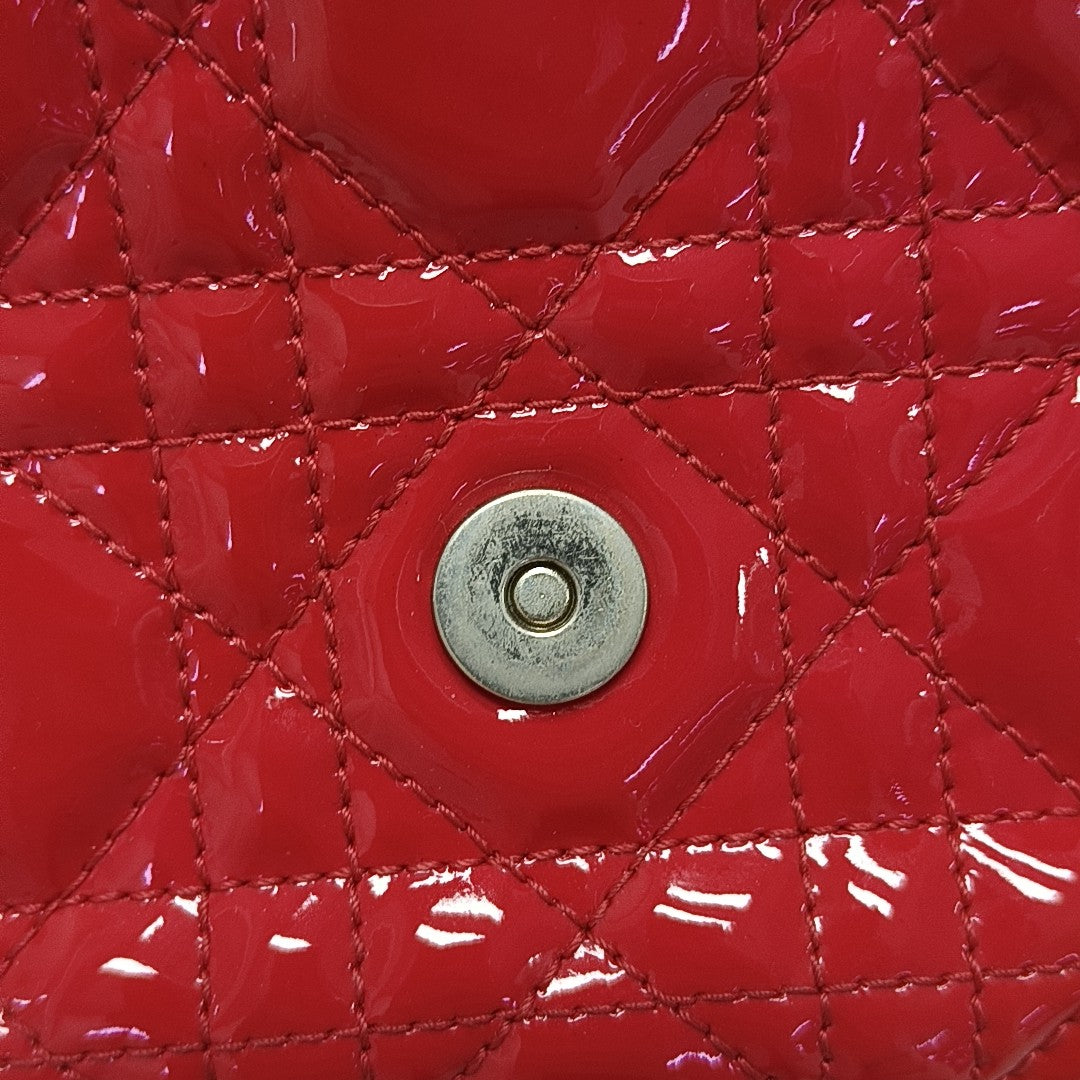 Lady Dior Small Quilted Patent Leather Red