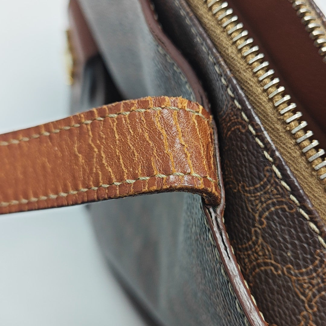 Coated Canvas Shoulder Bag Brown
