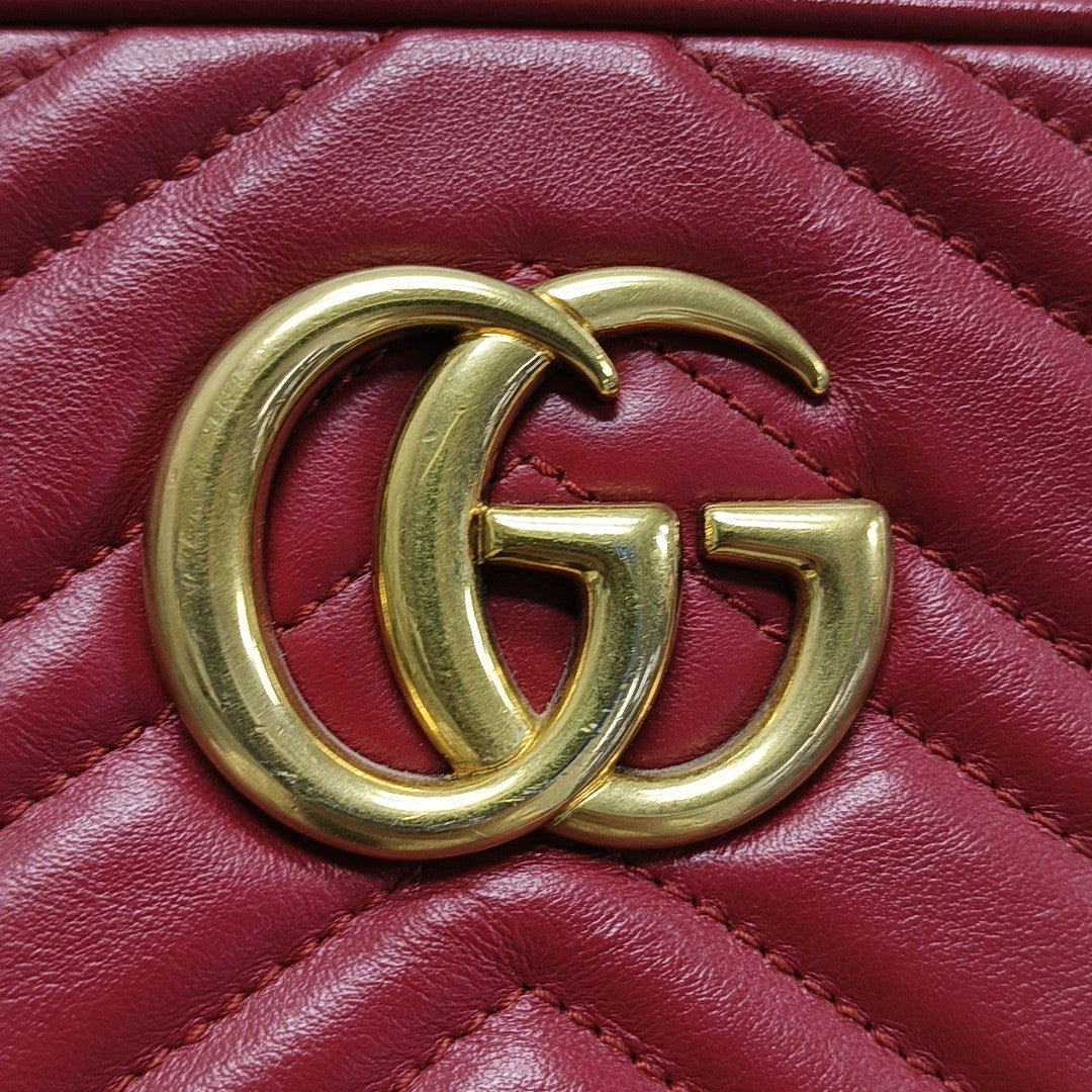 GG Marmont Small Quilted Calfskin Red