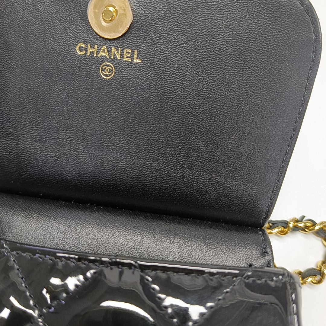 Quilted Patent Leather Crossbody Bag Black