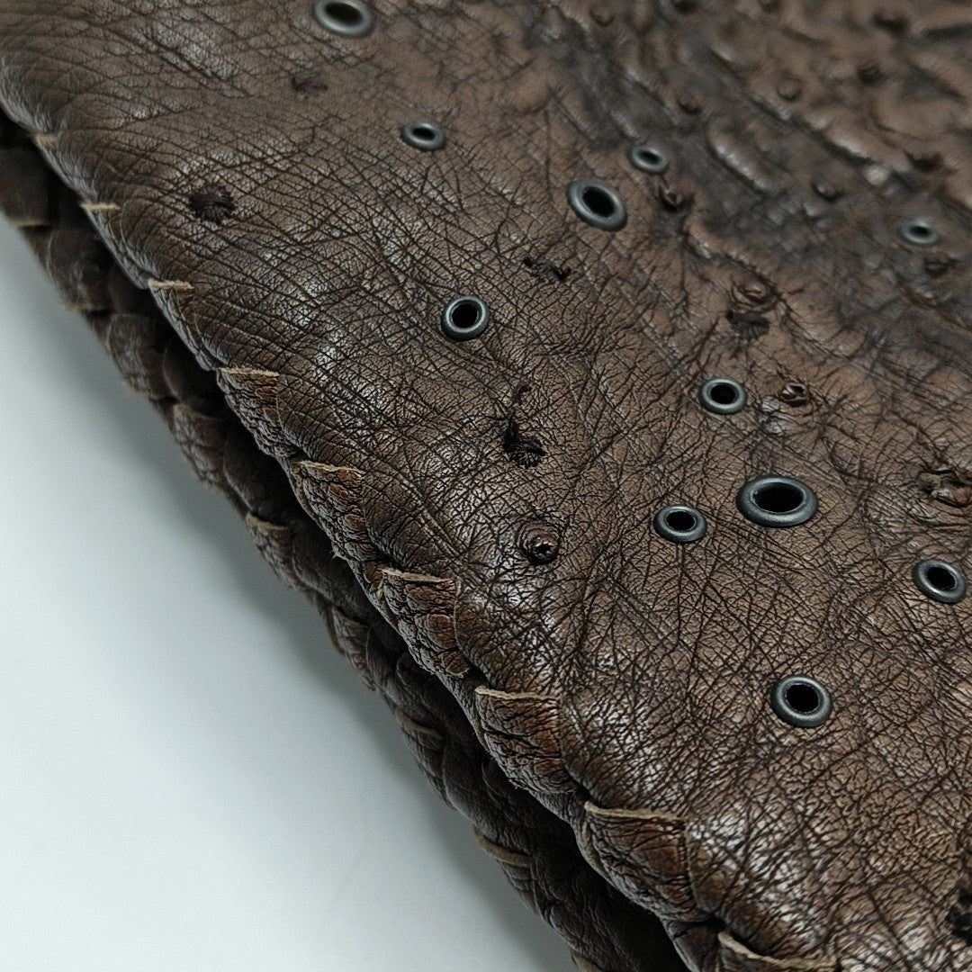 Ostrich Top Handle Bag Brown
