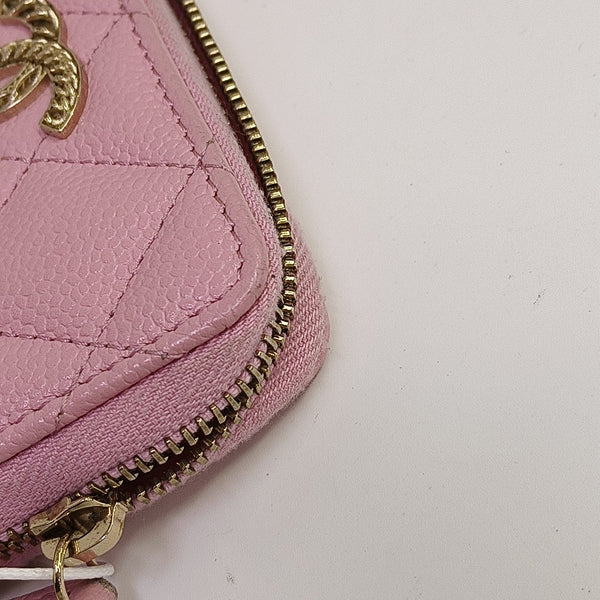 Quilted Grained Calfskin Wallet Pink