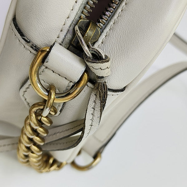 GG Marmont Small Quilted Calfskin White