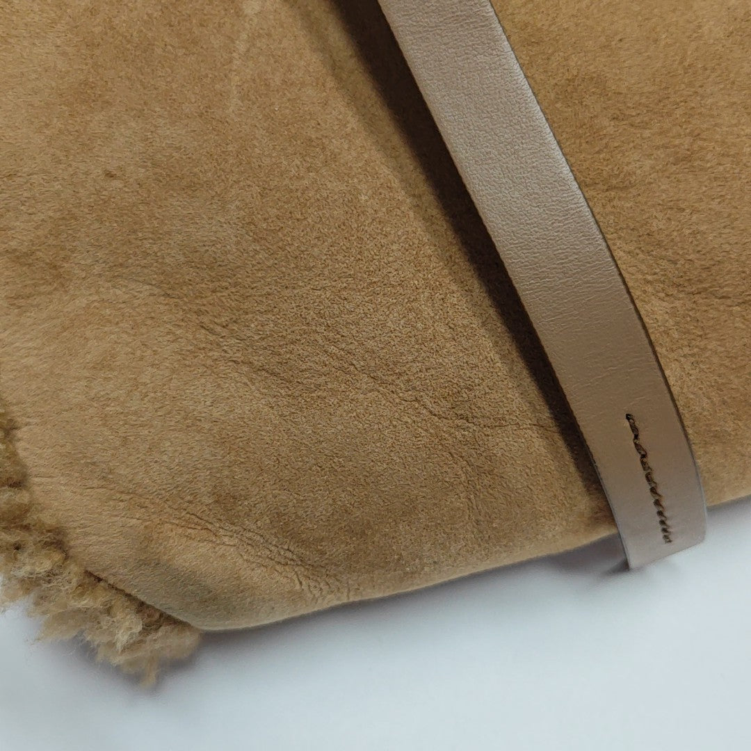Sheepskin Top Handle Bag Brown