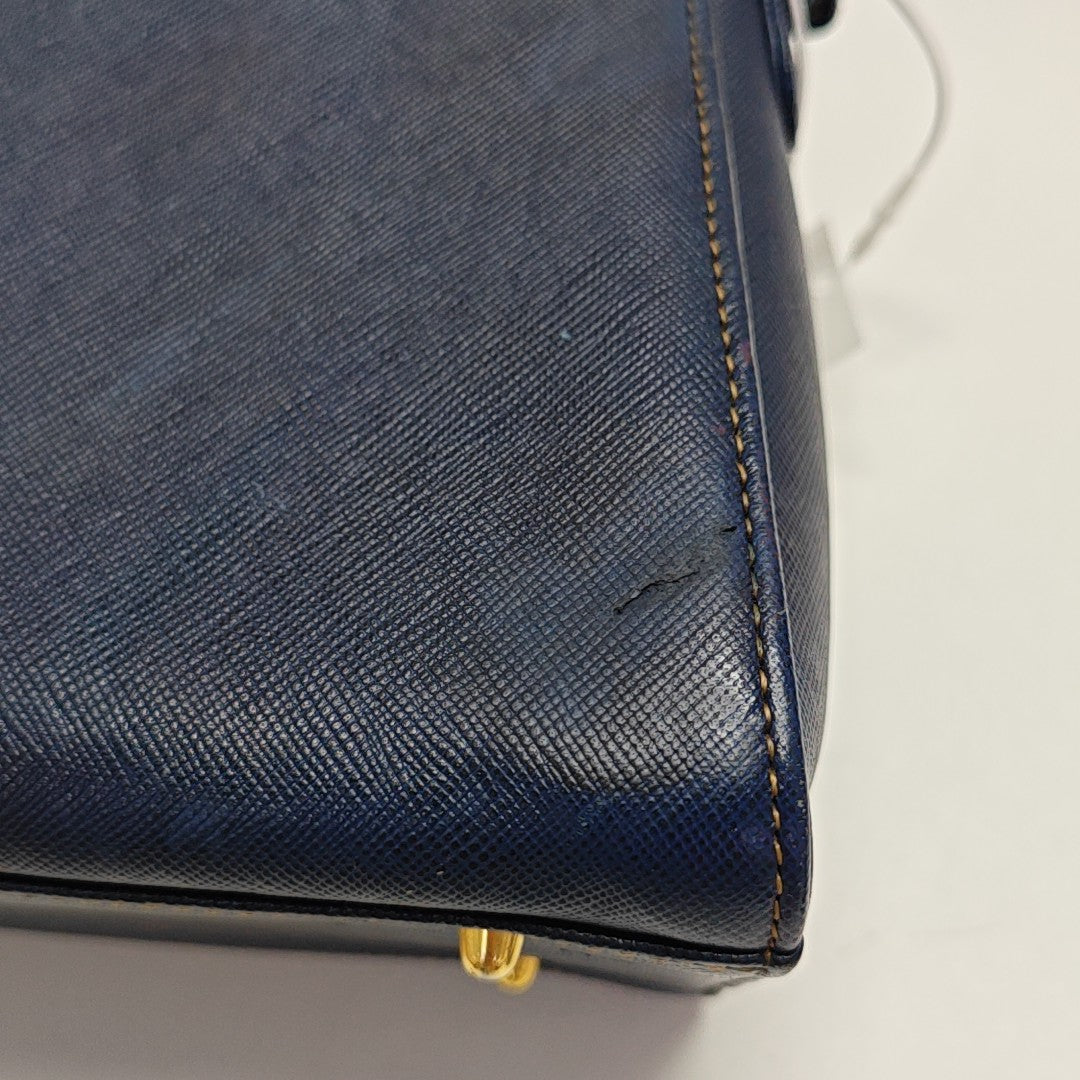 Leather Shoulder Bag Blue
