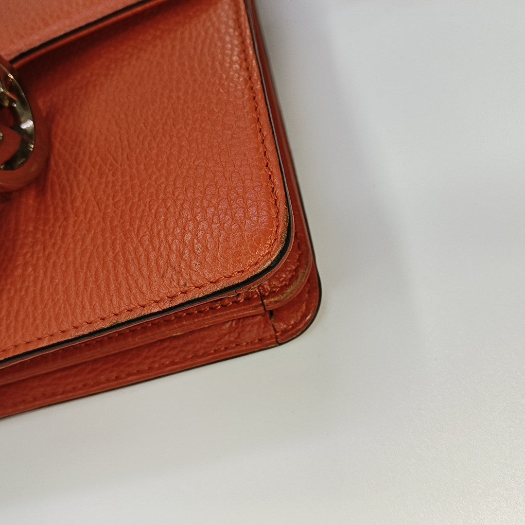 Interlocking G Small Calfskin Orange