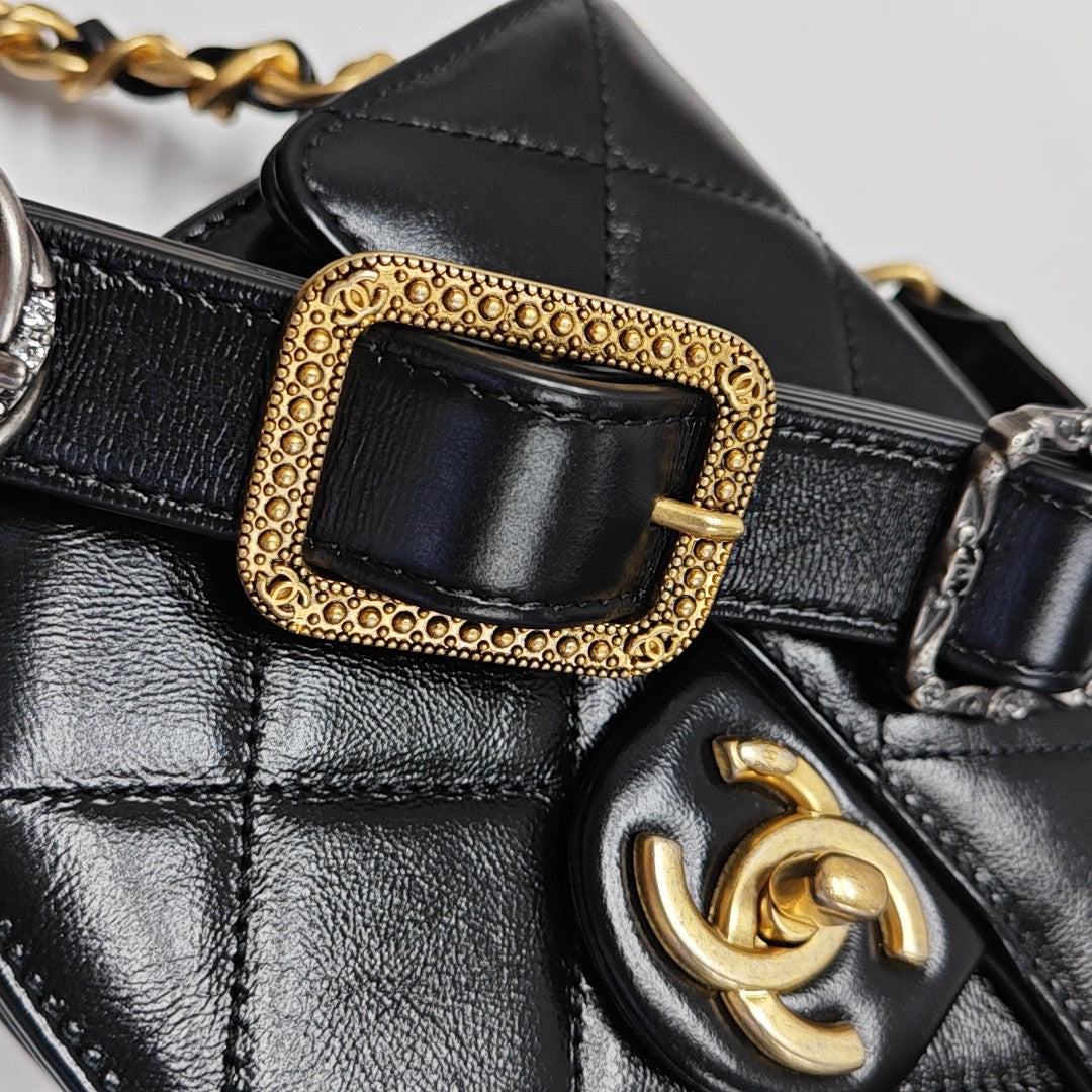 Quilted Calfskin Shoulder Bag Black