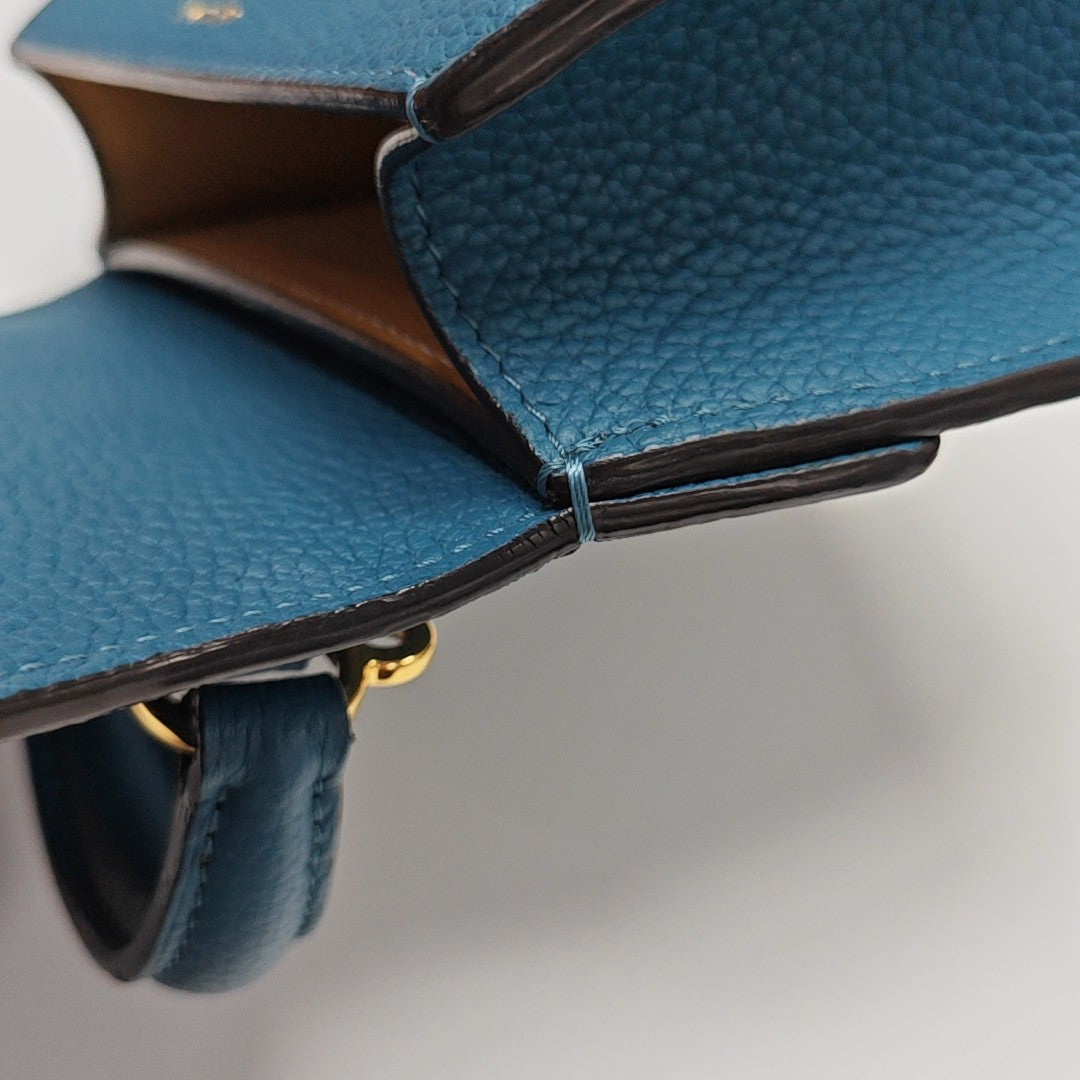 Calfskin Shoulder Bag Mini Blue