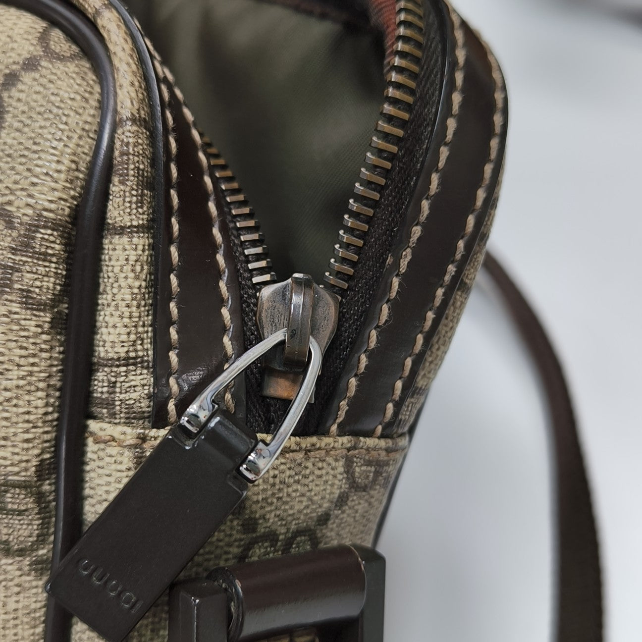 Monogram Coated Canvas Shoulder Bag Beige