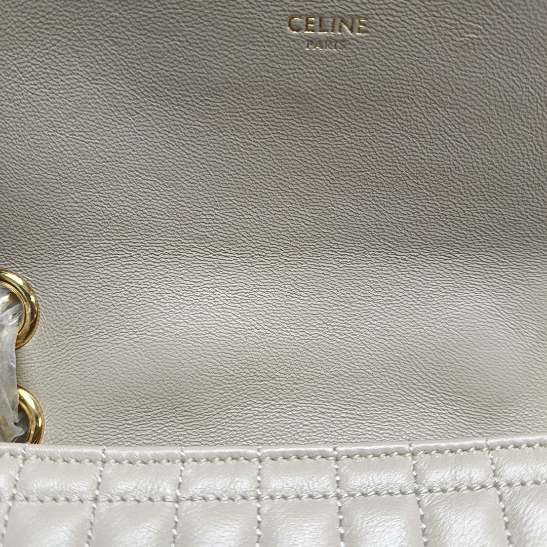 Authenticated pre-owned  C Medium Quilted Calfskin Beige - Shoulder Bag at Looply