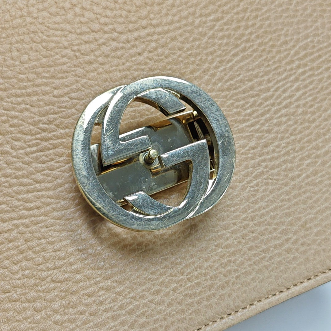 Interlocking G Small Calfskin Beige