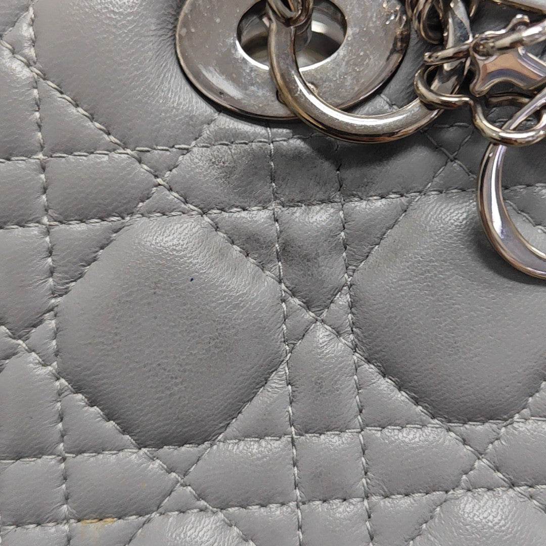 Lady Dior Medium Cannage Lambskin Gray
