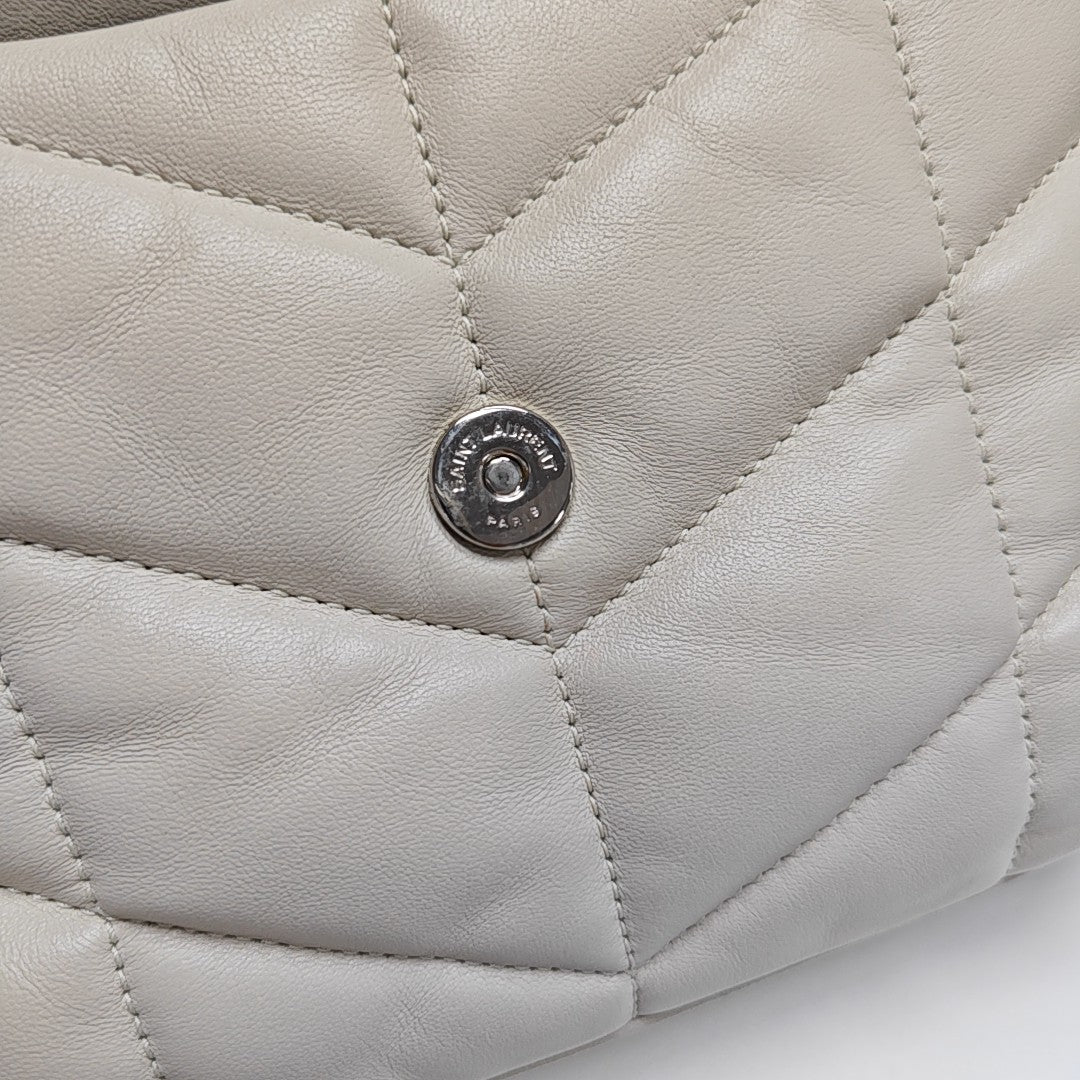 PUFFER Mini Chevron Lambskin White