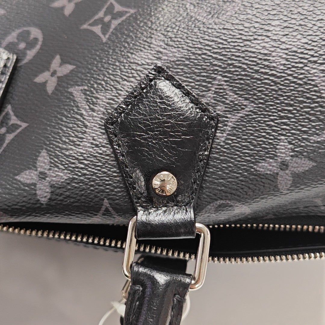 Monogram Coated Canvas Shoulder Bag Black