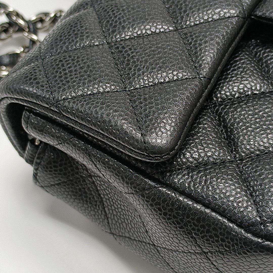 CLASSIC FLAP Mini Quilted Grained Calfskin Black