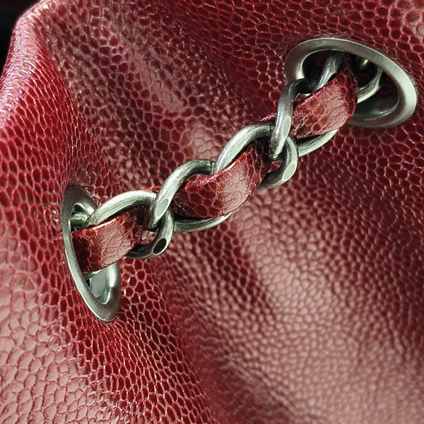 Quilted Grained Calfskin Tote Bag Red