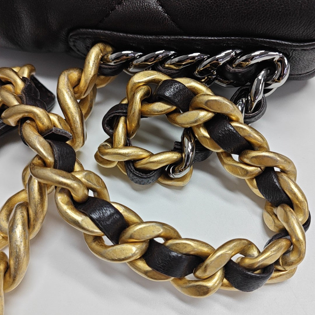 CHANEL 19 Maxi Quilted Calfskin Brown