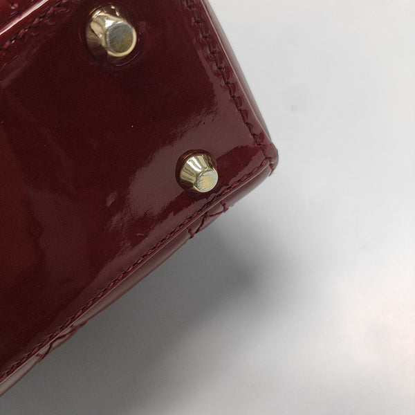 Lady Dior Mini Cannage Patent Leather Red