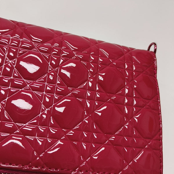 Lady Dior Super Mini Cannage Lambskin Red Wallet