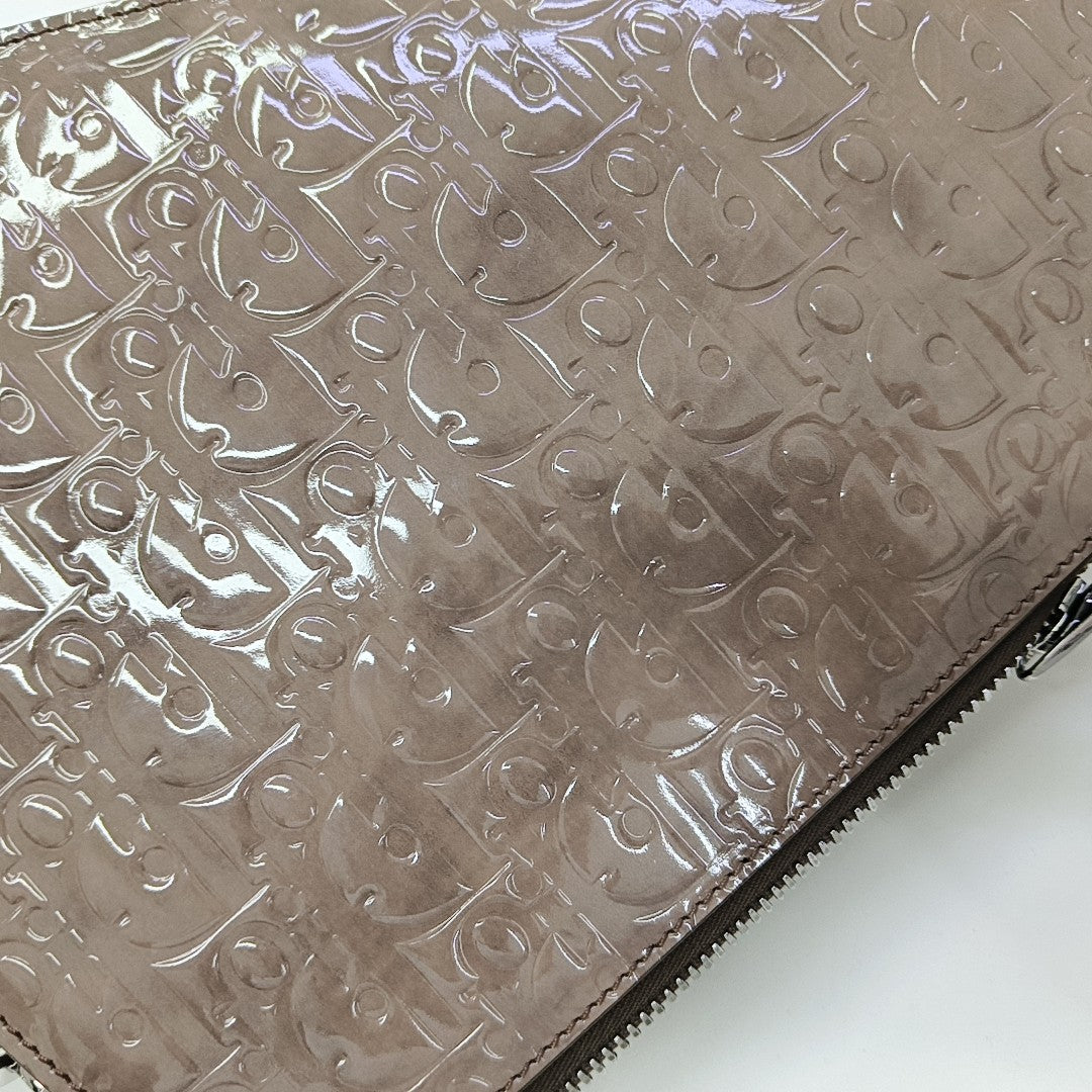 Authenticated pre-owned  Saddle Monogram Patent Leather Grey - Shoulder Bag at Looply
